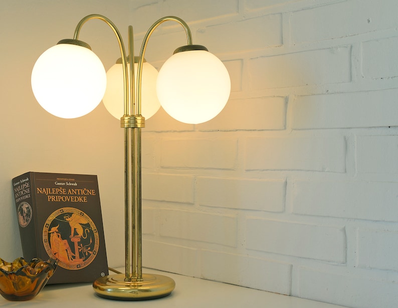 Elegant Vintage Floor Lamp / Gold Desk Light Fixture / Hollywood Regency / MCM Table Lamp image 1