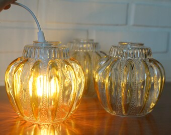 Vintage Replacement Shades / DIY / Set of 3 / Hand Blown Glass / Yugoslavia 1960s / Hanging Lamp / Bedside Lamp