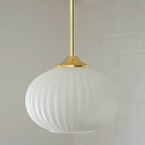 Vintage Pendant Light / Milk Silk White Glass / Retro Kitchen 60's / Mid Century Modern /  Lampion Chandelier