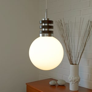 Vintage Pendant Light / Mid Century Modern / Space Age / Hanging  Lamp / Glass Light Fixture / Yugoslavia 1970&#39;s / Retro Lamp / Chandelier