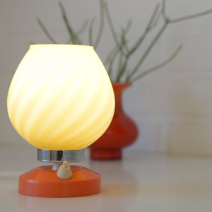 Vintage Orange Table Lamp / Retro Bedside Light / Yugoslavia from 70's / MCM Desk Lamp image 1