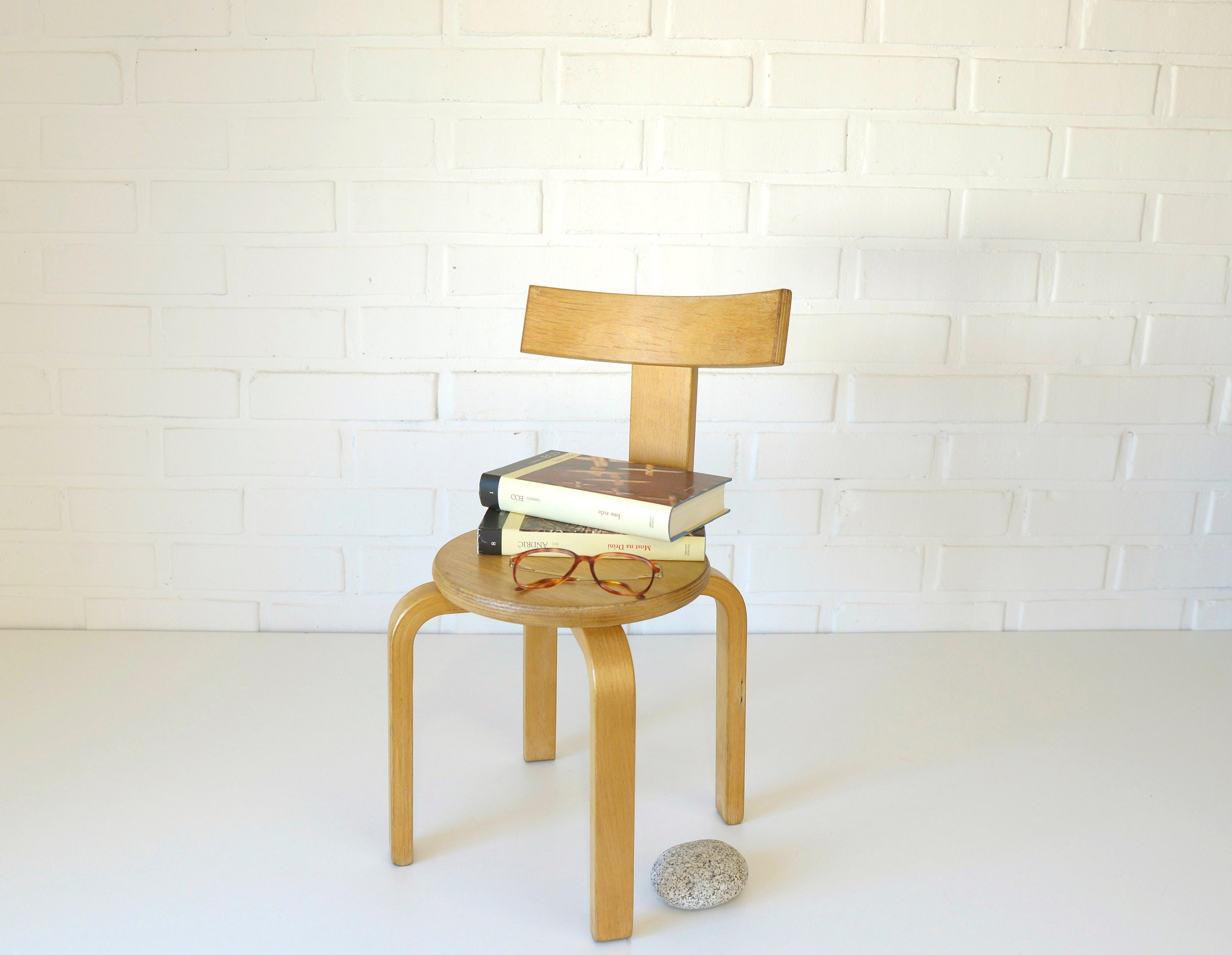 Vintage Wood Stool / Scandinavian Furniture / Toddler Chair / Alvar Aalto Style