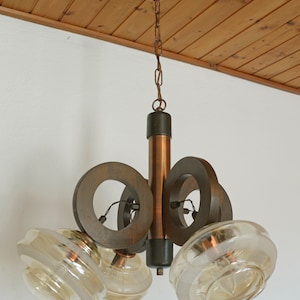 Amazing Sputnik / Hanging Lamp / Vintage Chandelier / Amber Glass / Brutalist Pendant Light / Light Fixture / Yugoslavia in 1980's image 7