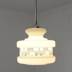 Vintage Pendant Lamp / White Glass / Mid Century Modern / Hanging Lamp / Lighting / Ceiling Light / Retro Light Fixture / Yugoslavia 1970&#39;s