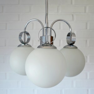 Vintage Chandelier / Elegant Pendant Light / MCM / Chrome Ceiling Light / Mid Century Modern / Light Fixture 1970s