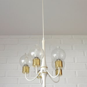 Vintage Pendant Light / White Eclectic Chandelier / Light Fixture / Hollywood Regency / Germany 1970's image 2