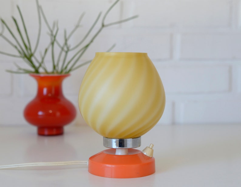 Vintage Orange Table Lamp / Retro Bedside Light / Yugoslavia from 70's / MCM Desk Lamp image 4