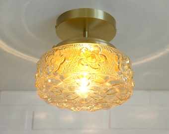 Amber Glass Semi Flush Mount Light - Mid Century Modern Redesign