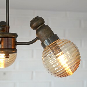 Rustic Pendant Light / Hanging Lamp / Mid Century / Small Sputnik / Wooden Vintage Chandelier / Yugoslavia 1960s image 6