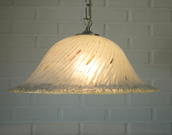 Vintage Pendant Light / Unique Light Fixture / Murano Style / Hand Blow Glass / Chandelier