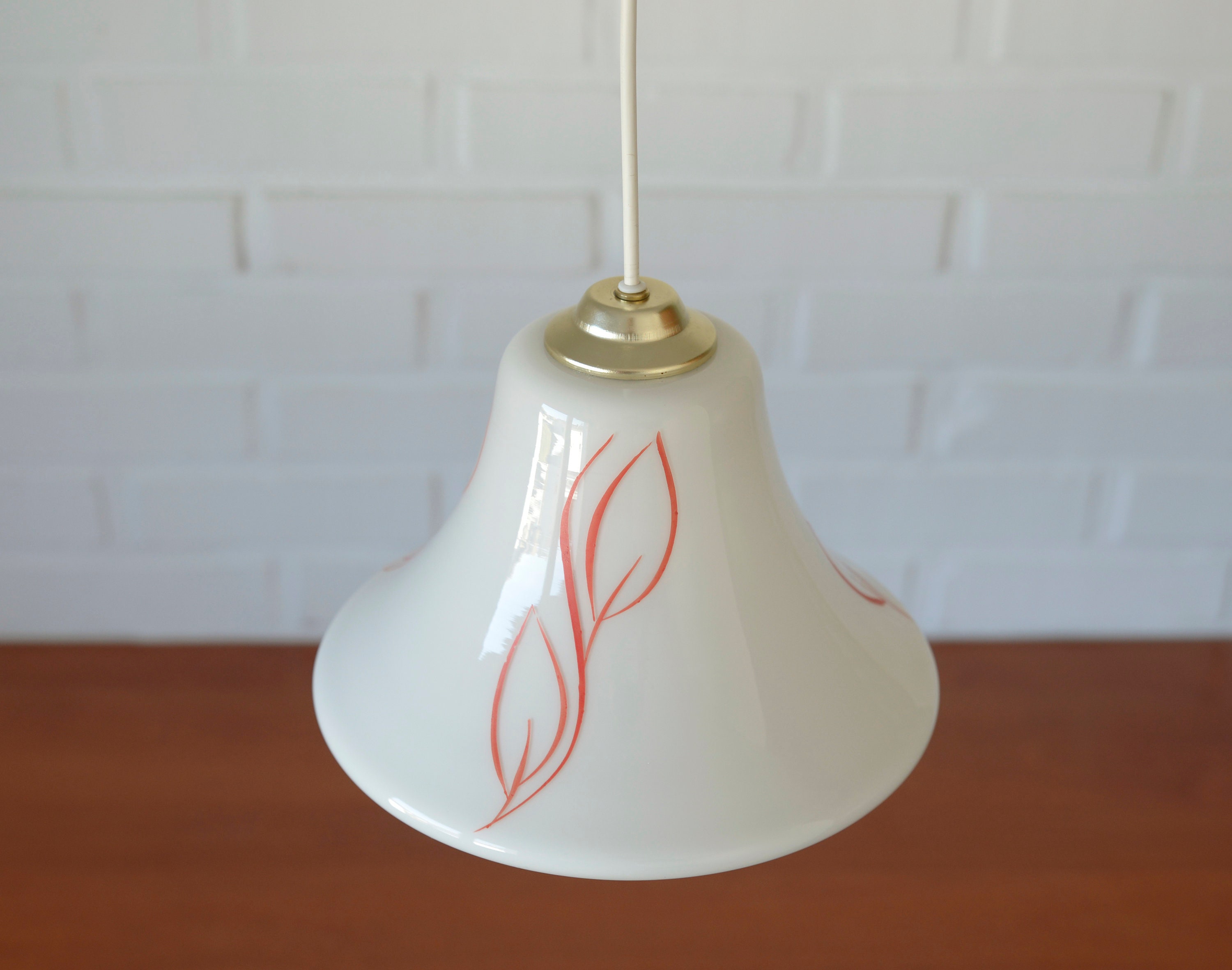 Vintage White Pendant Light / Retro Kitchen 50's / Mid | Etsy