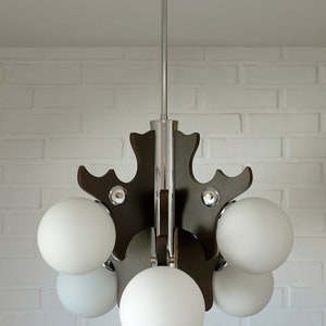 Vintage Pendant Light / Brutalist Hanging Lamp / Large Light Fixture / MCM Chandelier / Mid Century Modern / Italy 1970s image 3