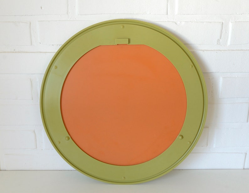 Vintage Green Mirror / Round Plastic Wall Mirror / Mid Century Etsy