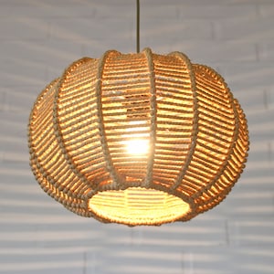 Vintage Hanging Lamp / Rope Handmade Lamp / Pendant Light Fixture / Germany 1970's / Mid Century Modern / Rustic Chandelier