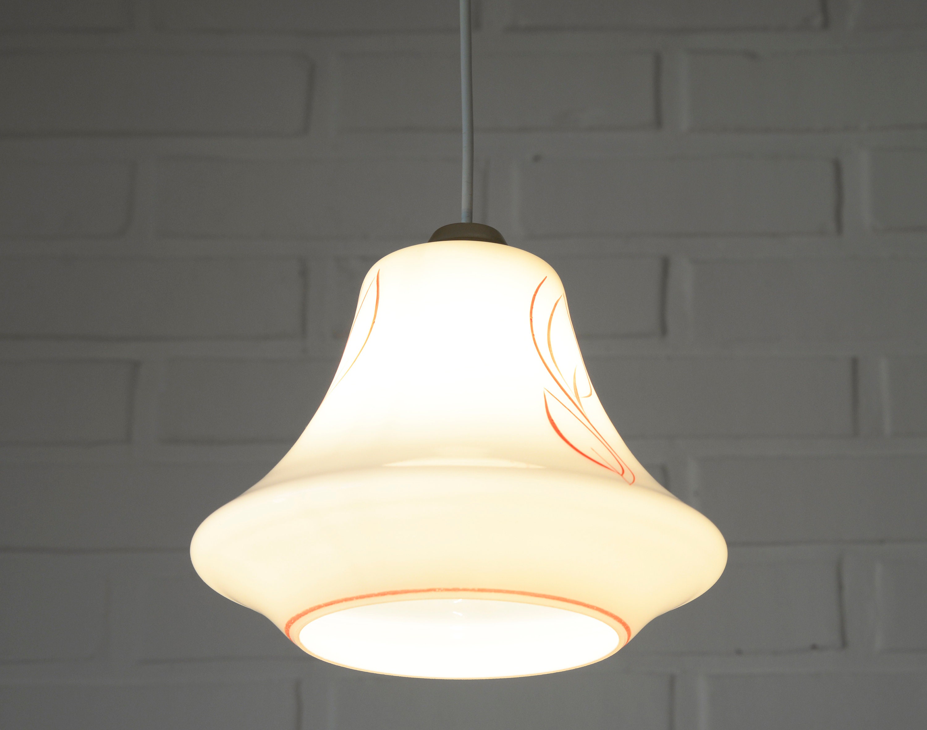 Vintage White Pendant Light / Retro Kitchen 50's / Mid | Etsy