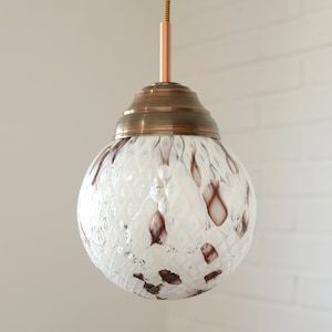 Vintage Pendant Light / Hand Blown Glass / Murano Lamp / Hanging Lamp / Snakeskin Glass / Bohemian Lamp