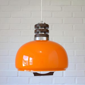 Luminária pendente vintage de vidro laranja: luminária moderna de meados do século da era espacial