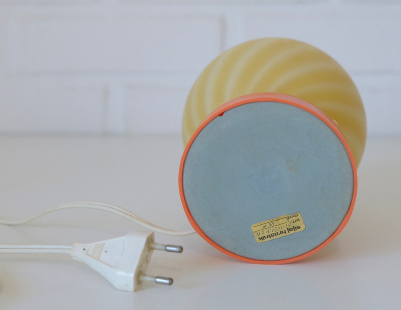 Vintage Orange Table Lamp / Retro Bedside Light / Yugoslavia from 70's / MCM Desk Lamp image 6