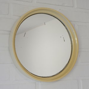 Space Age Mirror / Mid Century Modern / France 1970&#39;s / Vintage Round Wall Mirror / White Plastic Decorative Mirror