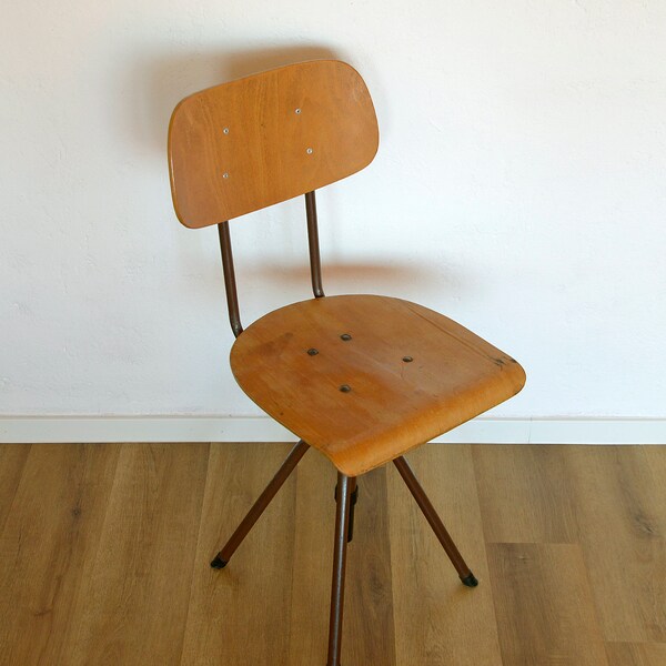 Vintage Office Chair / MCM Desk Chair / Adjustable Swivel Wooden Chair / Made in Yugoslavia 70's / Industrial Style