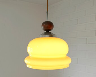 Retro Hanging Lamp / Caramel Glass Chandelier / Vintage Pendant Light / Mid Century Modern / Yugoslavia 1970's / Light Fixture