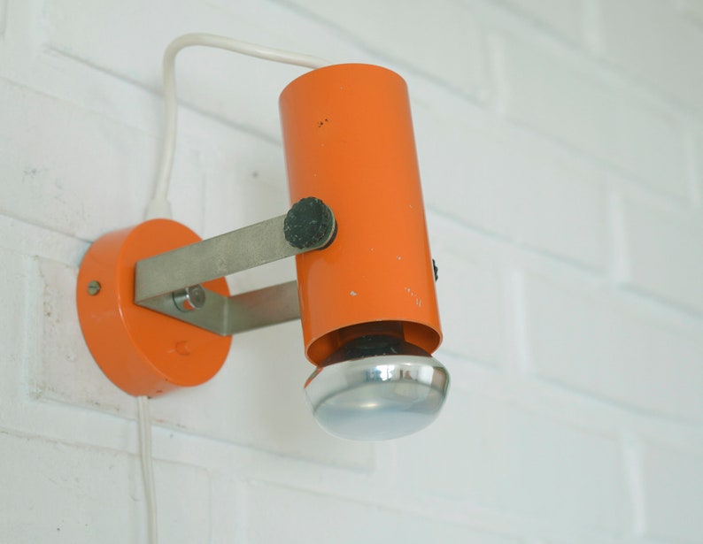Orange Vintage Wall Light / Mid Century Modern / MCM Sconce / Etsy