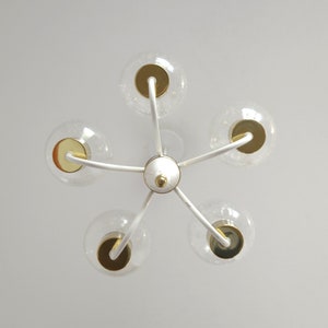 Vintage Pendant Light / White Eclectic Chandelier / Light Fixture / Hollywood Regency / Germany 1970's image 5