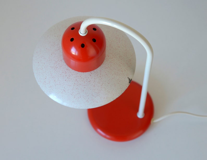 Vintage Table Red Lamp / Retro Gooseneck Lamp / Desk Lamp / Space Age / Pop Art / Bedside Lamp image 4
