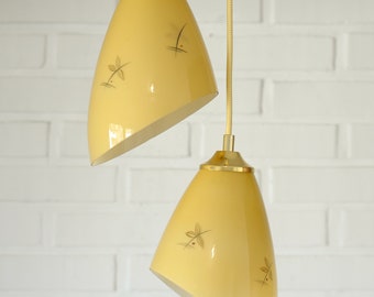 Luz colgante vintage / Rediseño / Vidrio amarillo mostaza / Luz de techo en cascada / Lámpara colgante / Art Déco / Luminaria tulipán