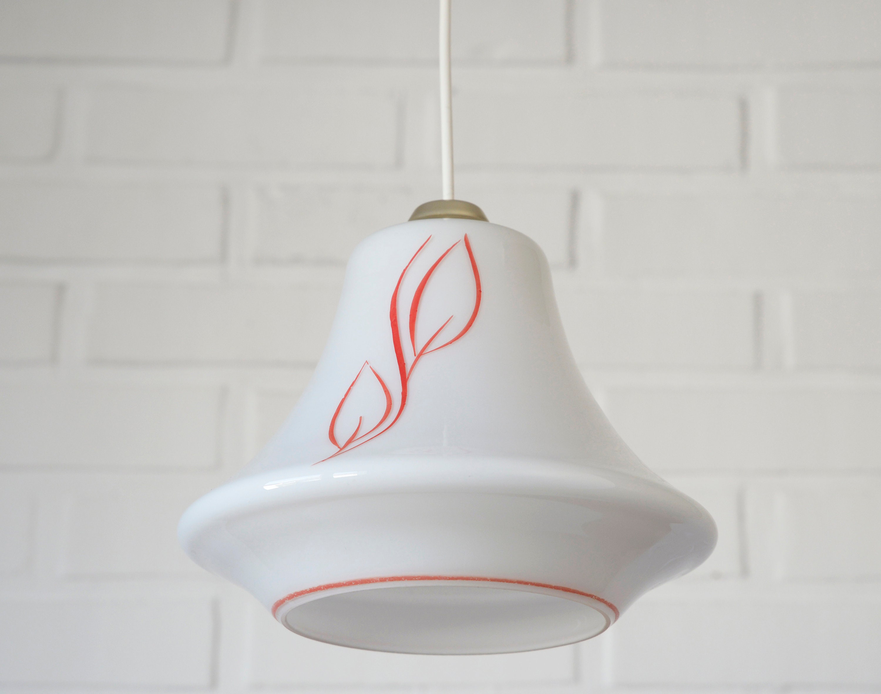 Vintage White Pendant Light / Retro Kitchen 50's / Mid | Etsy