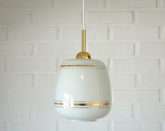 Vintage wit en goud hanglamp / retro keuken 50's / mid century moderne redesign kroonluchter