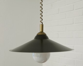 Vintage Black Trumpet Pendant Lamp: MCM Industrial Ceiling Light