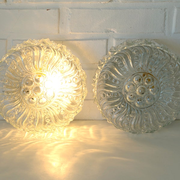 Vintage Sconce / Set of 2 / Wall Lamps /  Bubble Glass / Ceiling Light / Yugoslavia 1970s