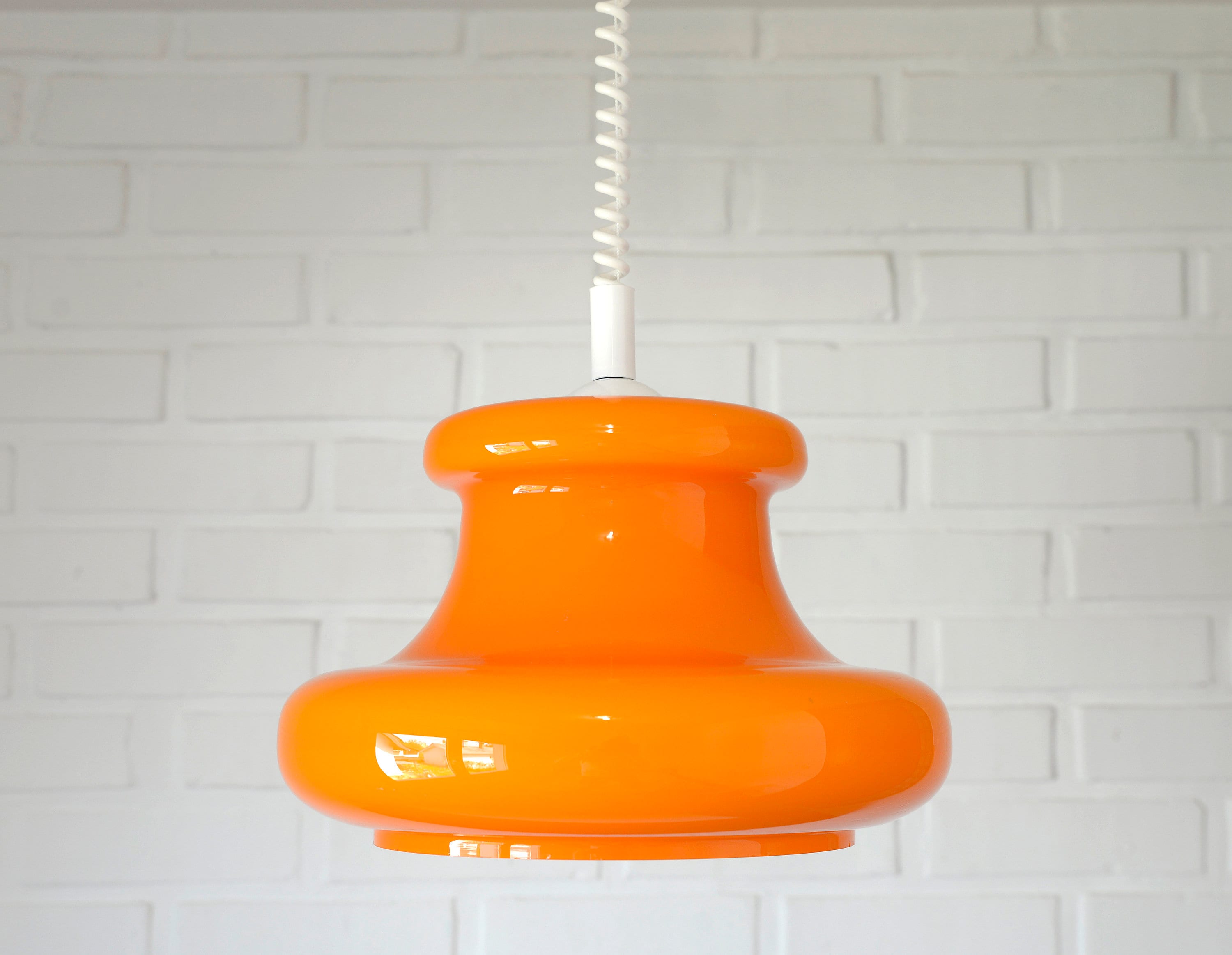 70s hanging lamp orange - Etsy 日本