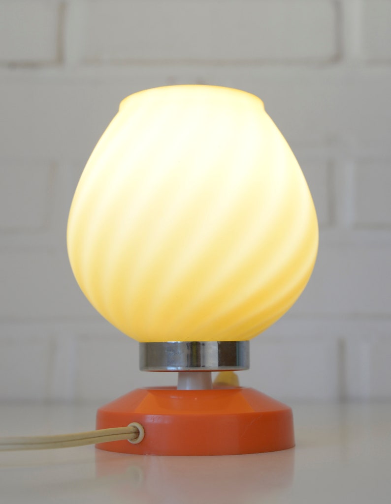 Vintage Orange Table Lamp / Retro Bedside Light / Yugoslavia from 70's / MCM Desk Lamp image 3