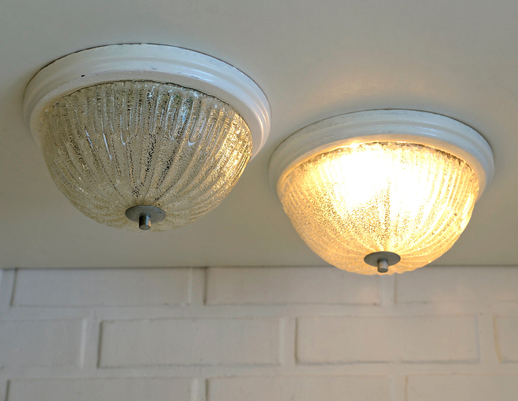 美品 天井灯 ビンテージ ガラス製 2個セット 美品 天井灯 ビンテージ ガラス製 2個セット 【公式通販】