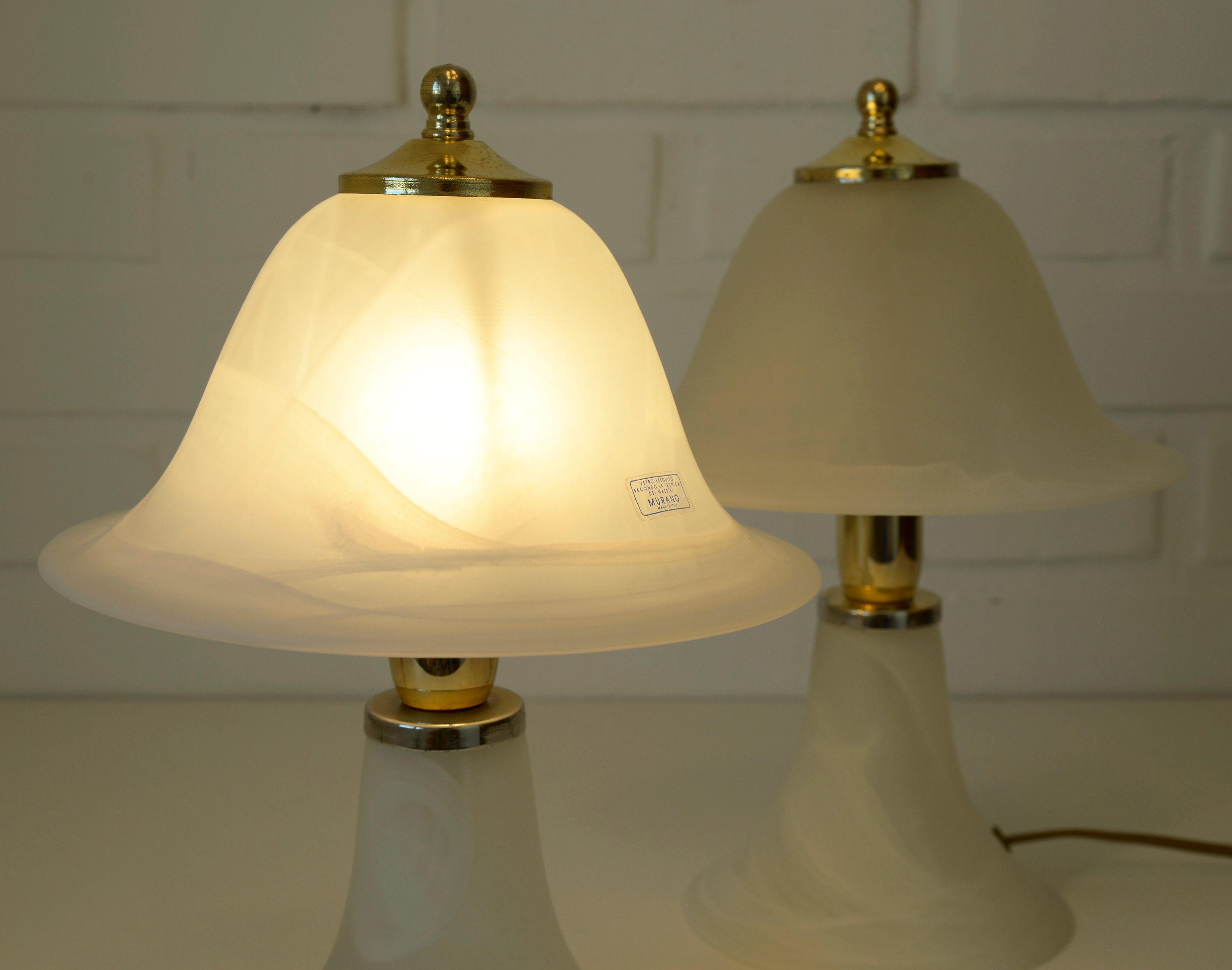 Vintage Bedside Lamp Pair / Table Lamps / Murano Mushroom / | Etsy