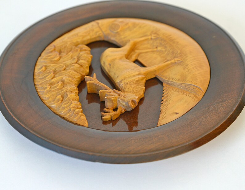 Vintage Rustic Wall Decor / Mid Century Wood Carving / Etsy