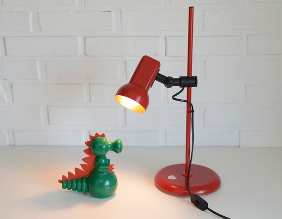Vintage Table Red Spot Lamp / Mid Century Modern Light Fixture / Space Age  Pop Art 