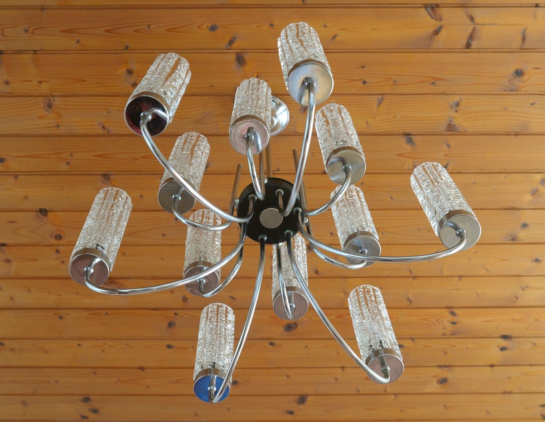 Geweldige hanglamp/vintage hanglamp/grote lichtarmatuur/plafondlamp/Joegoslavië jaren 1960/Mid Century kroonluchter afbeelding 6