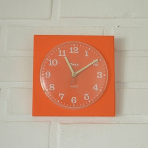 Set of 2 / Orange Vintage Clocks / Wall Clock / Alarm Clock / Desk Clock / Insa Yugoslavia 1970's / Mid Century Modern image 5