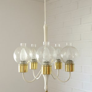 Vintage Pendant Light / White Eclectic Chandelier / Light Fixture / Hollywood Regency / Germany 1970's image 4