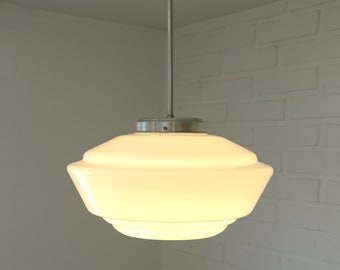 Art déco / Lustre ancien / Verre soufflé à la main / Suspension / Luminaire / Epoque Bauhaus / Lampe à suspension