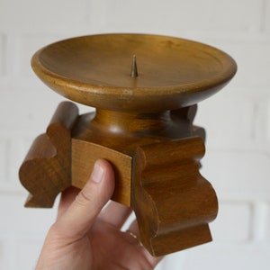 Large Vintage Candle Holder / Handmade Wood Candle Stick Holder / Rustic Candle Holder for Dining Table image 6