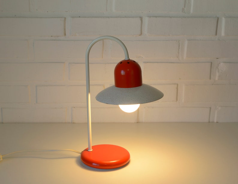 Vintage Table Red Lamp / Retro Gooseneck Lamp / Desk Lamp / Space Age / Pop Art / Bedside Lamp image 1