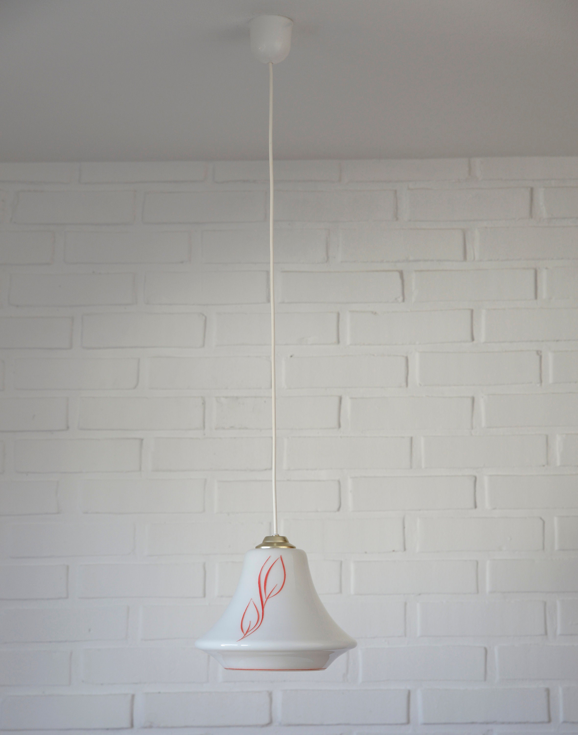 Vintage White Pendant Light / Retro Kitchen 50's / Mid | Etsy