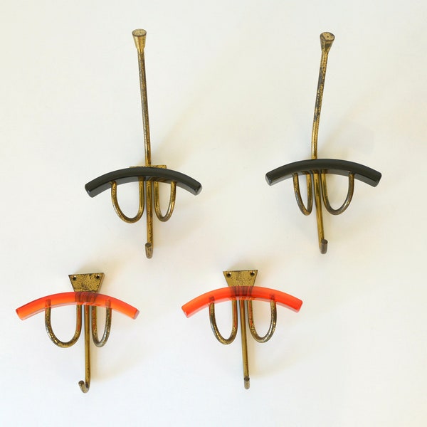 Original Art Deco / Set of 4 / Brass Hangers / Elegant Wall Hooks from 1930s / Antique / Coat Rack Wall Mount
