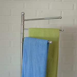 MCM Towel Rack / Vintage Bathroom / Mid Century Modern / Chrome Metal / Towel Rack Freestanding /  Yugoslavia 1980&#39;s