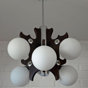 Vintage Pendant Light / Brutalist Hanging Lamp / Large Light Fixture / MCM Chandelier / Mid Century Modern / Italy 1970s image 7