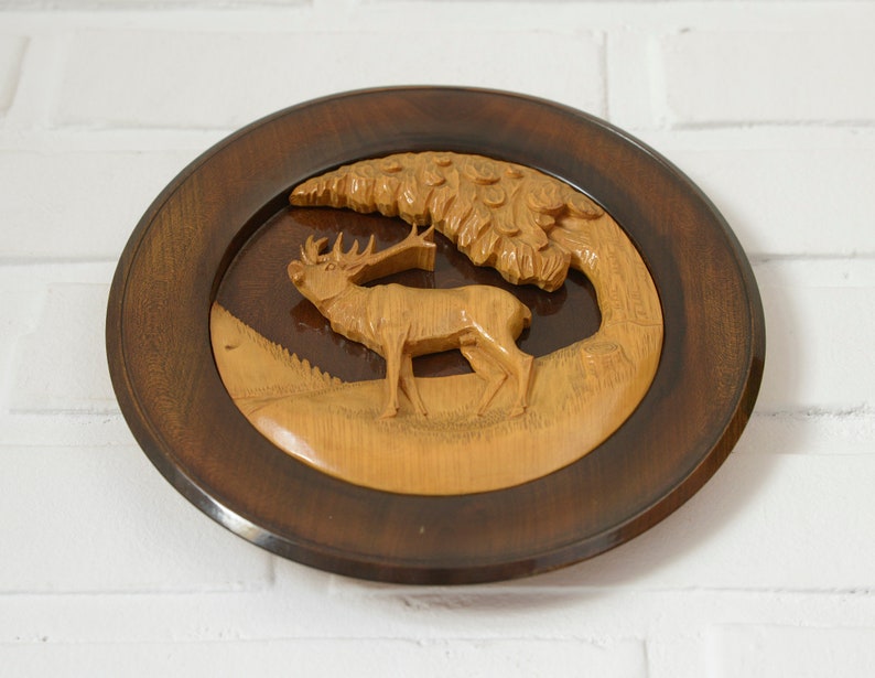 Vintage Rustic Wall Decor / Mid Century Wood Carving / Etsy